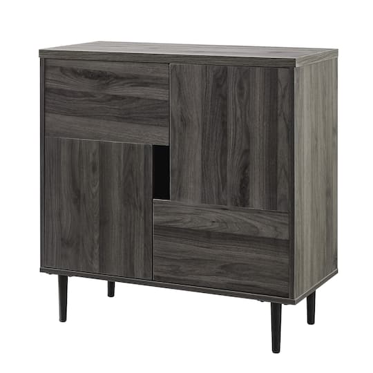 Walker Edison Slate Gray/Red Interior Modern Color Pop Accent Cabinet